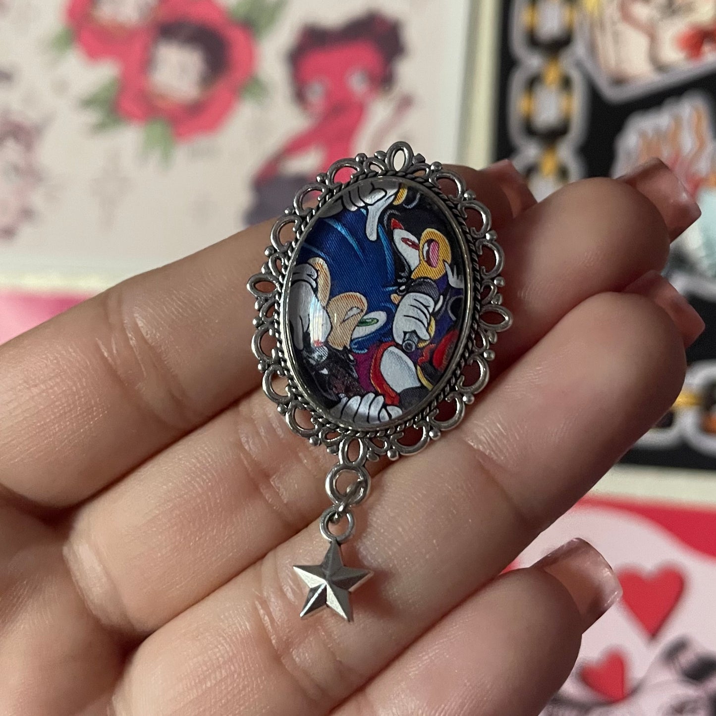 Shadow and Sonic Pendant Pin
