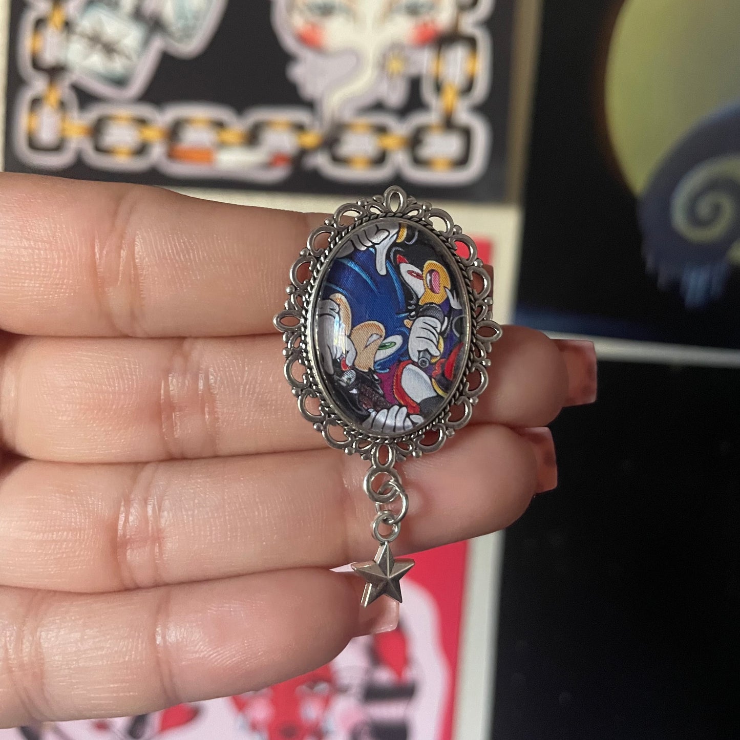 Shadow and Sonic Pendant Pin