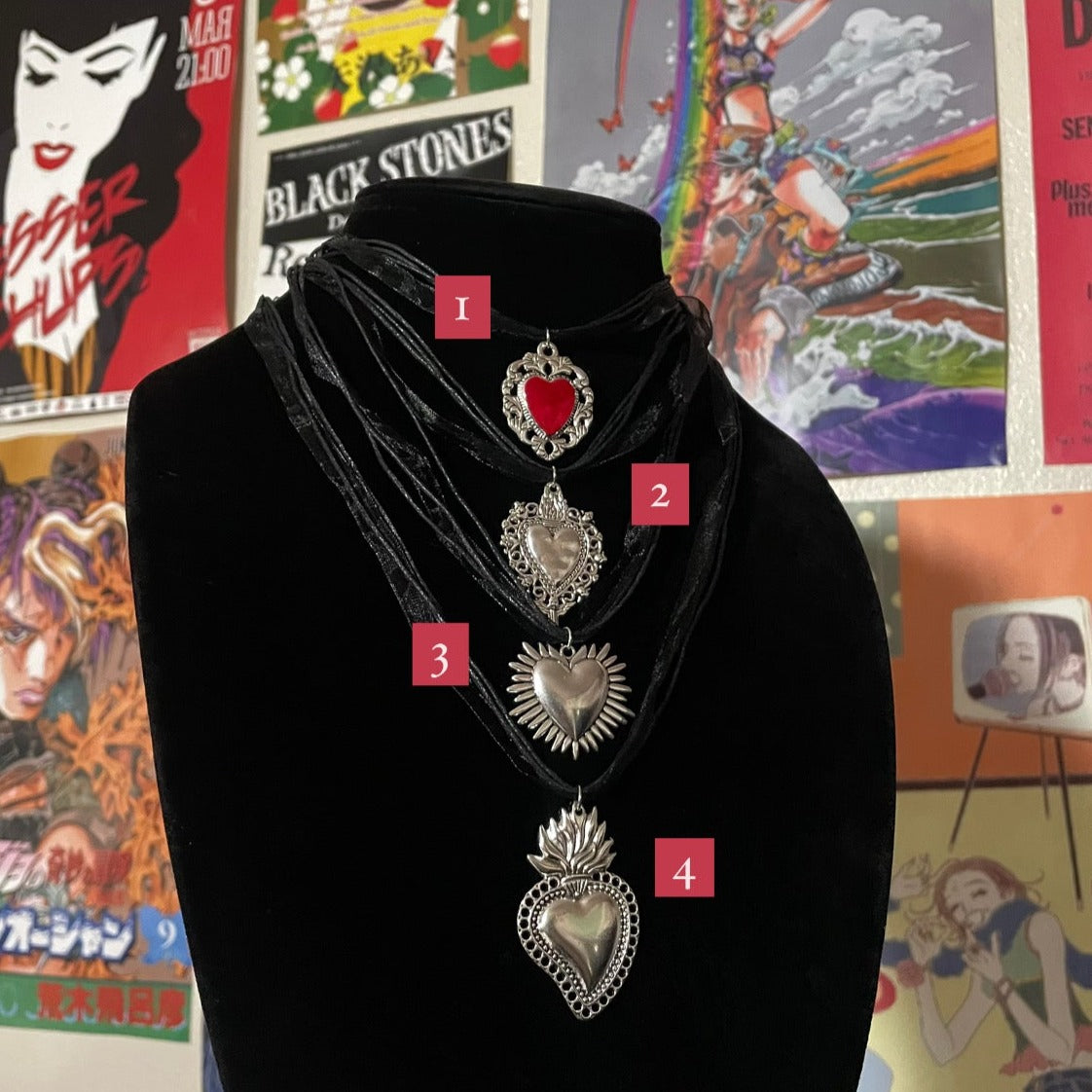 Sacred Heart Ribbon Necklaces