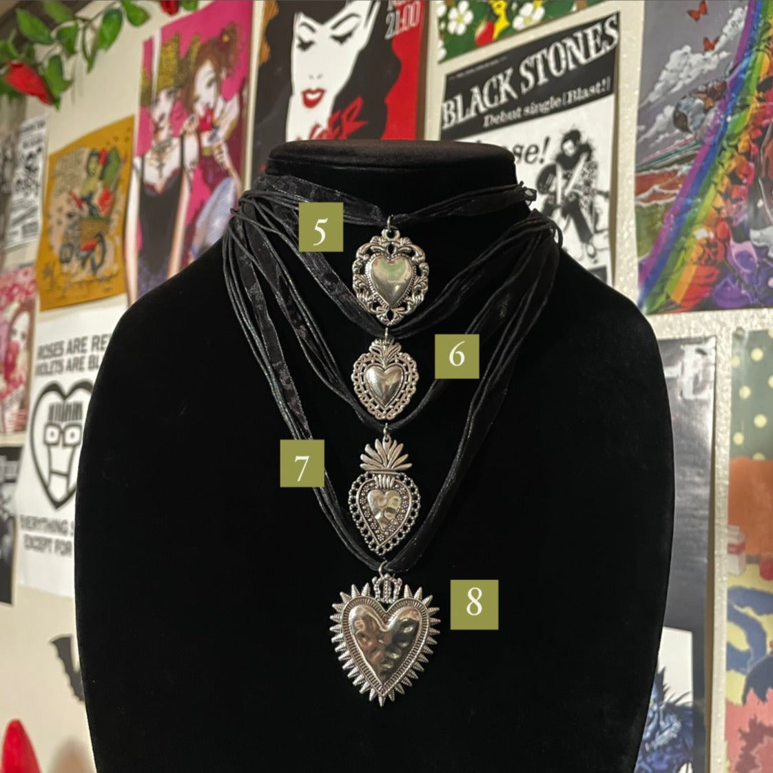 Sacred Heart Ribbon Necklaces