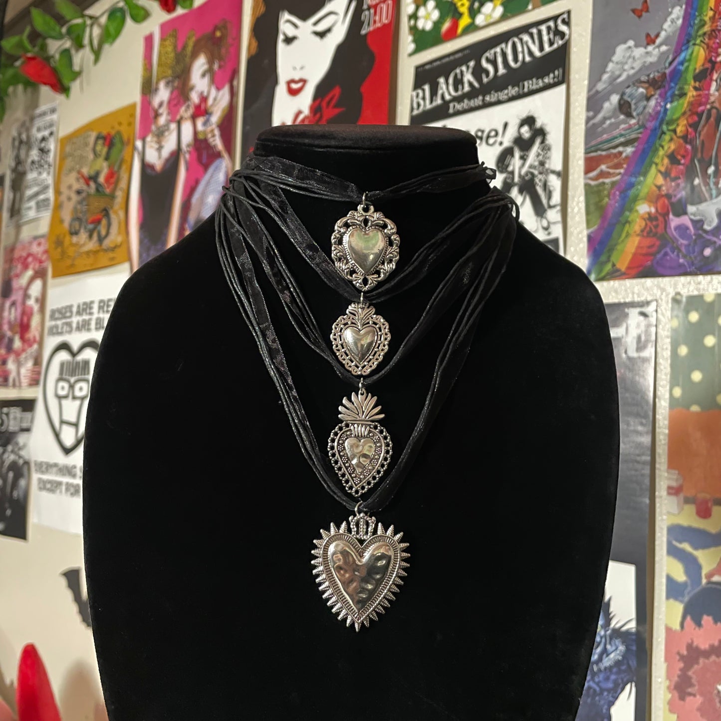Sacred Heart Ribbon Necklaces