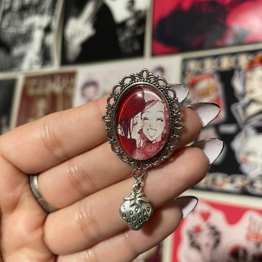 Nana and Hachi Kiss Pendant Pin