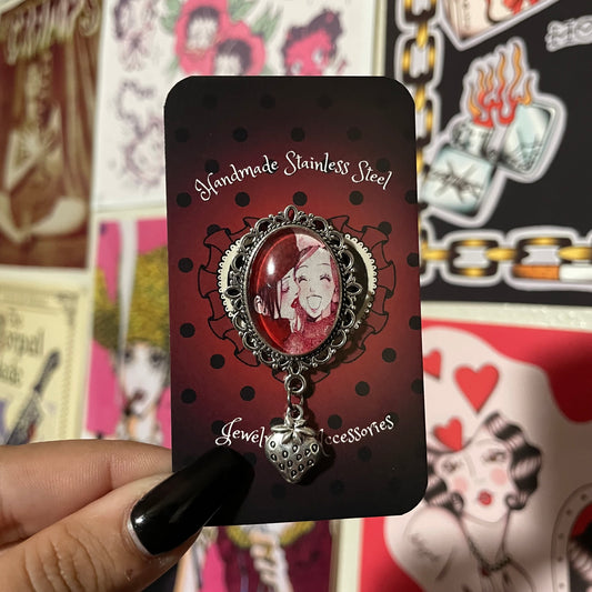 Nana and Hachi Kiss Pendant Pin