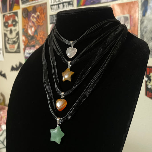 Crystal Ribbon Necklaces