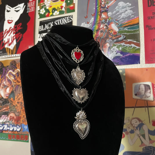 Sacred Heart Ribbon Necklaces